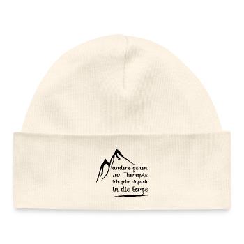 Ich gehe nicht zur Therapie ich gehe in die Berge - Baby Organic Mütze - Weiß - Vorne