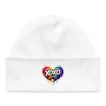 XOXO Liebe im Farbherz zum Valentinstag - Baby Organic Mütze - Weiß - Vorne