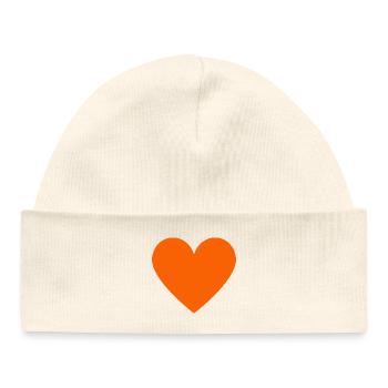 Orange heart neon retro style - Baby Organic Beanie - white - Front