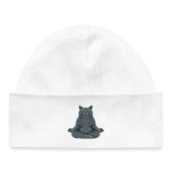 Meditierende Graue Katze - Baby Organic Mütze - Weiß - Vorne