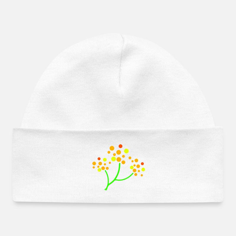 Neon Dotted Tree Burst - Baby Organic Beanie - white
