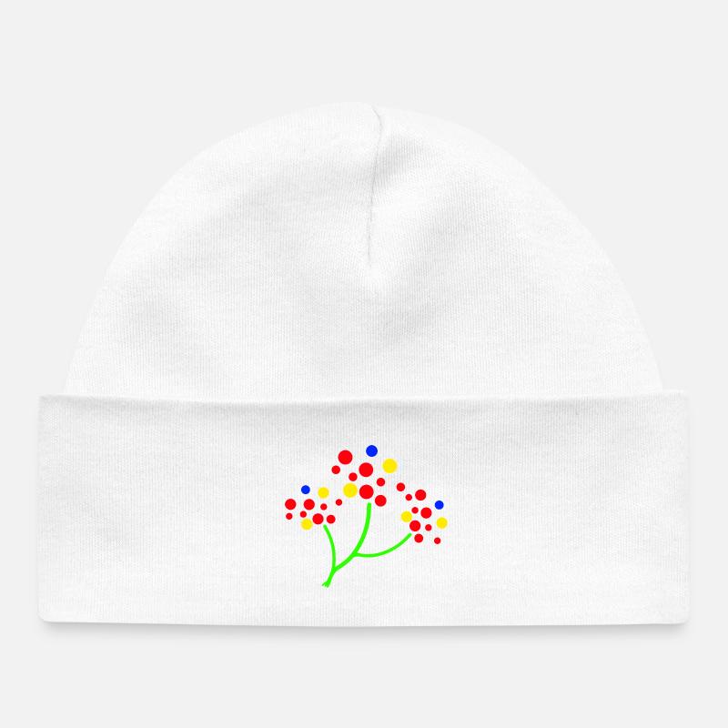 Neon Dot Tree Burst - Baby Organic Beanie - white
