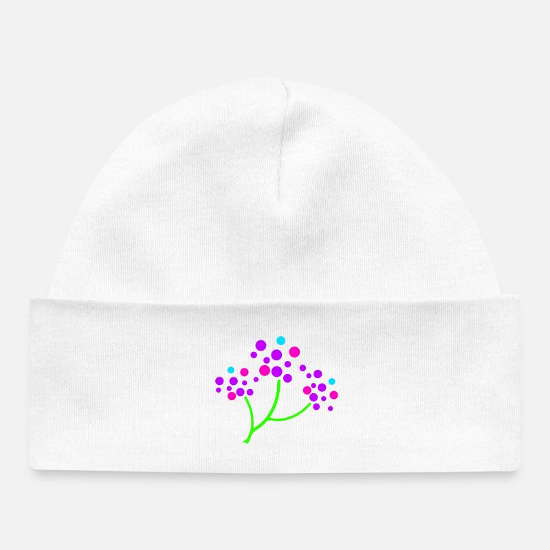 Branche Fleurs de Néon - Bonnet bébé bio - blanc