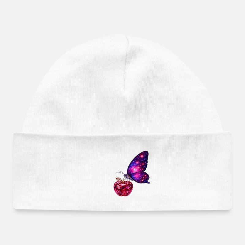 Vie de rubis – Papillon de Pouvoir - Bonnet bébé bio - blanc
