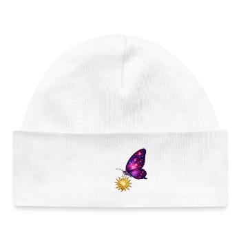Golden Sun and space butterfly. - Baby Organic Beanie - white - Front