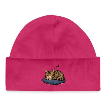 Sleeping cat on pillow - Baby Organic Beanie - white - Front