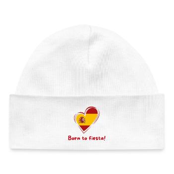 Spain Heart Flag Born to Fiesta - Baby Organic Beanie - white - Front