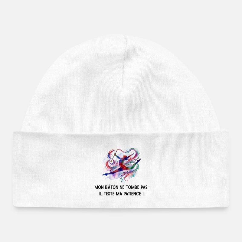 Mon_bton_ne_tombe_pas-_il_teste_ma_patience_- - Bonnet bébé bio - blanc