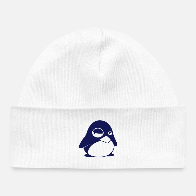 TUX Penguin, LINUX v2.0 - Bonnet bébé bio - blanc