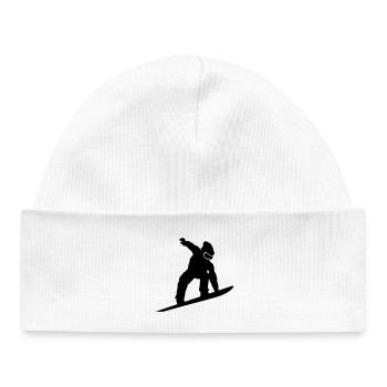 Snowboarder Silhouette - Baby Organic Mütze - Weiß - Vorne