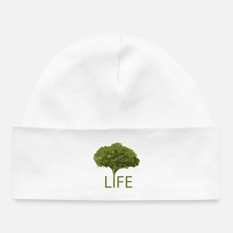 Arbre et Vie – Silhouette Verte - Bonnet bébé bio - blanc