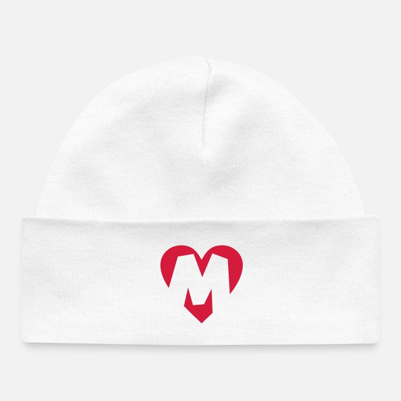 Cœur M - J'aime M - Bonnet bébé bio - blanc