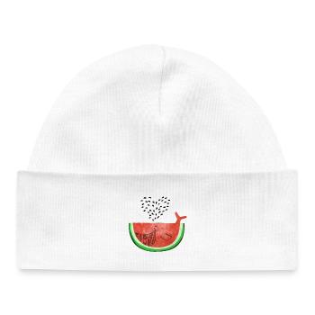 Watermelon Whale - Whale Melon - Fruits -Love - Baby Organic Beanie - white - Front