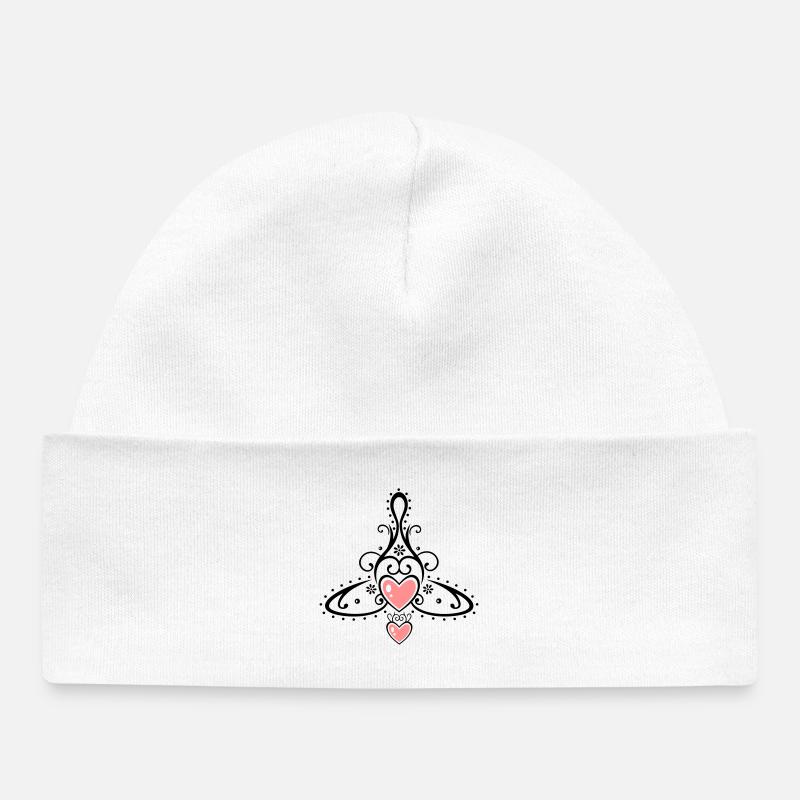 Symbole celtique, mère avec deux enfants. - Bonnet bébé bio - blanc