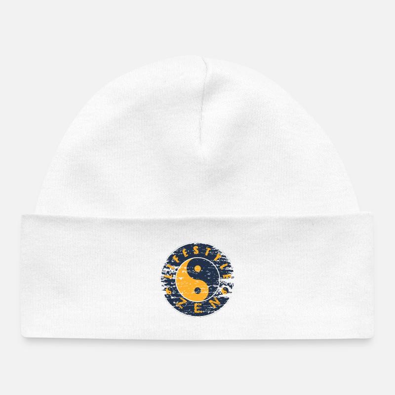 Yin Yang Zen Vintage Cercle - Bonnet bébé bio - blanc