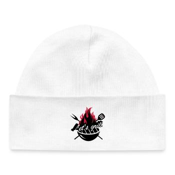 A grill with barbecue utensils - Baby Organic Beanie - white - Front