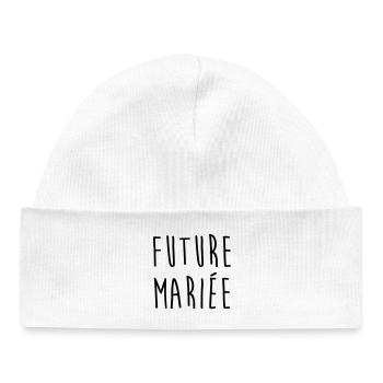 Mariage / Marié / Mariée / Femme / Fiancée / Amour - Bonnet bébé bio - blanc - Devant