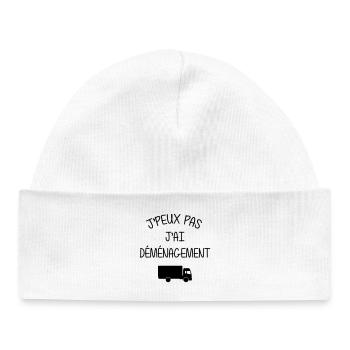 Déménageur / Déménagement / Déménager / Camion - Bonnet bébé bio - blanc - Devant