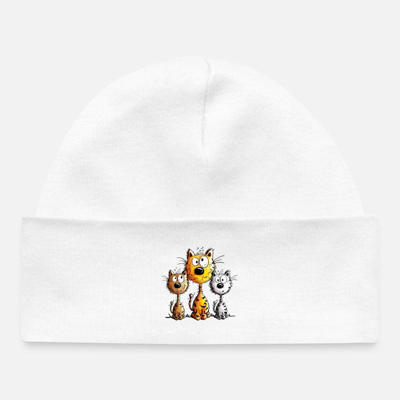 Trois meilleurs amis - Chat - Chats - Cadeau - Bonnet bébé bio - blanc