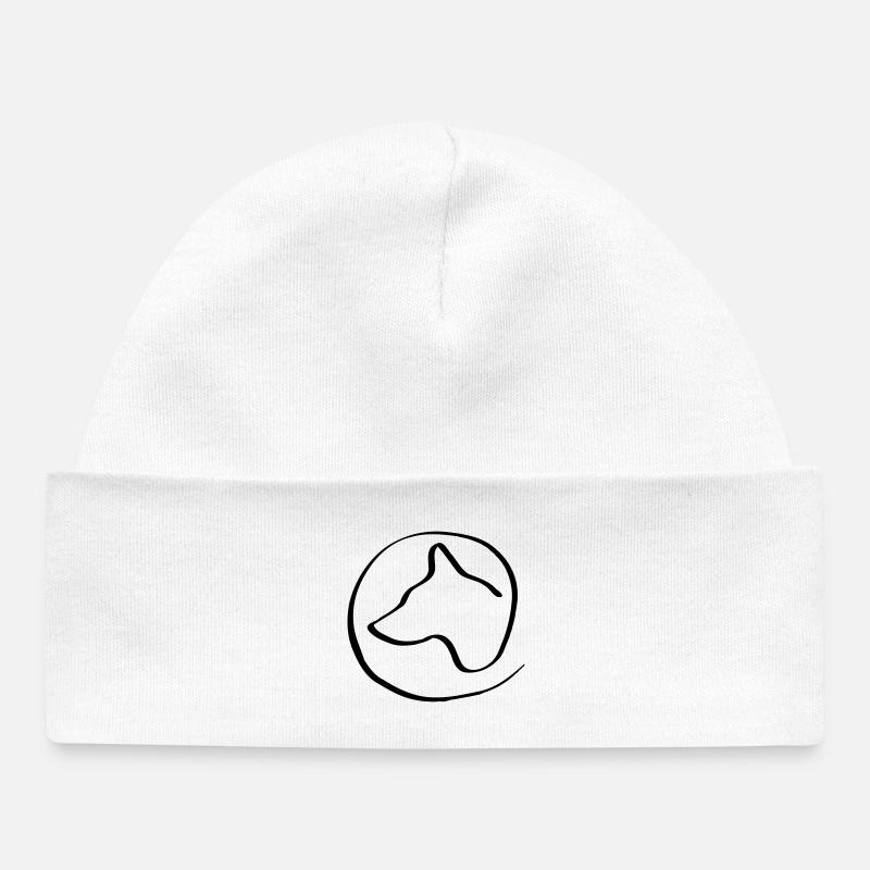 Tête de chien dans le cercle - Bonnet bébé bio - blanc