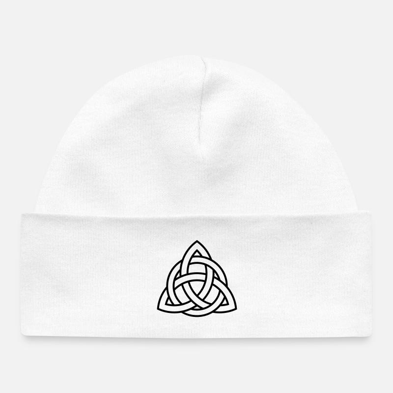 Triqueta celtique ou symbole triquetra BLANC - Bonnet bébé bio - blanc