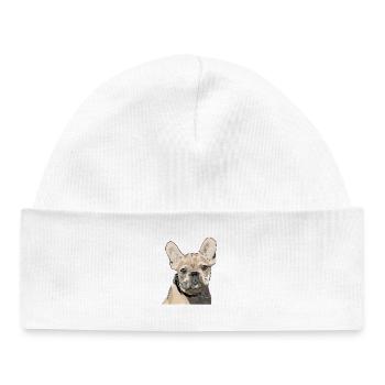 French Bulldog - Baby Organic Beanie - white - Front