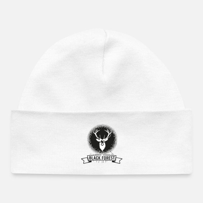 Motif Cerf Forêt Sombre - Bonnet bébé bio - blanc