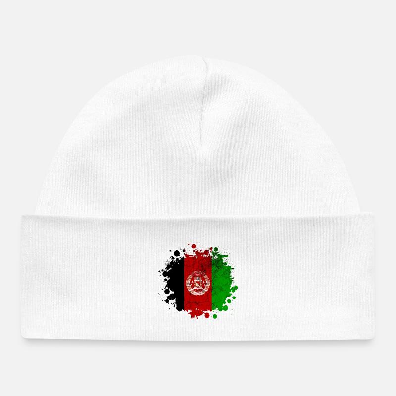 Afghanistan Vintage Splash Design / Gift Die - Bonnet bébé bio - blanc