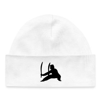 Pratiquant de Kung Fu avec deux épées - Bonnet bébé bio - blanc - Devant
