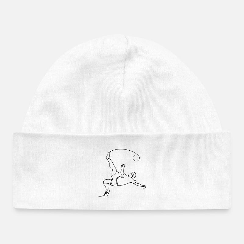 Dessin au trait de football - Bonnet bébé bio - blanc