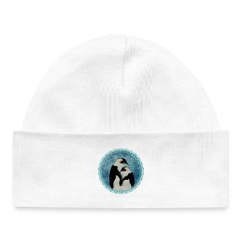 two magical penguins in mosaic style - Baby Organic Beanie - white - Front