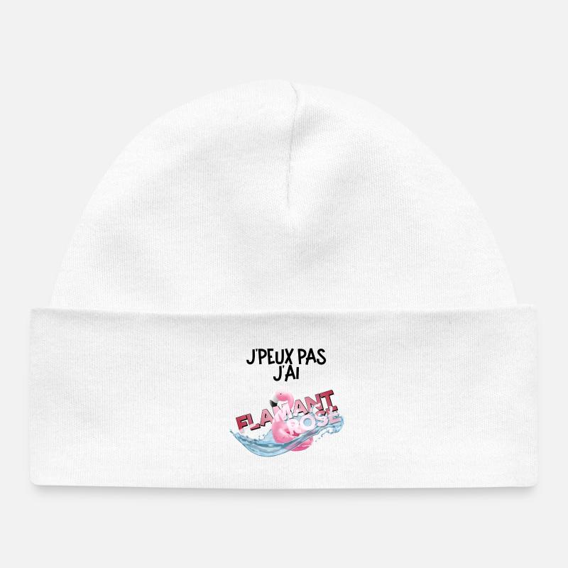 Flamant rose - Bonnet bébé bio - blanc