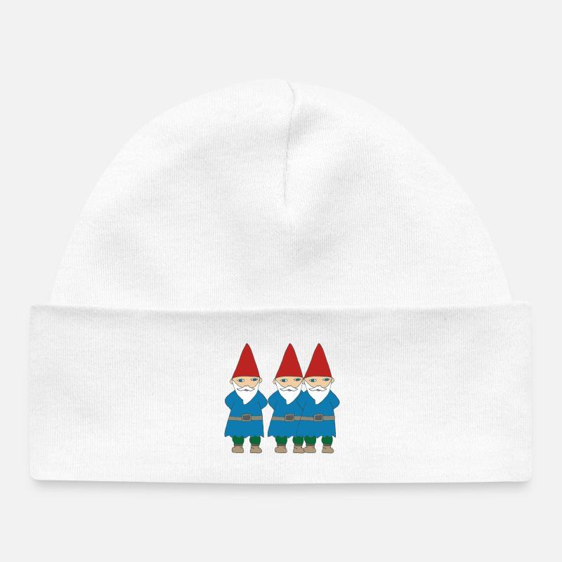 trio de nains de jardin - Bonnet bébé bio - blanc