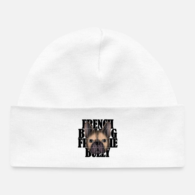 Français Bulldog Frenchie Bully R6Z - Bonnet bébé bio - blanc