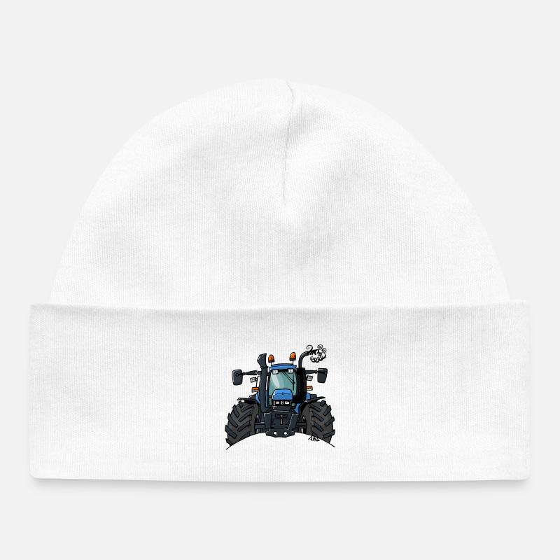 0448 BlueTractor TS115 - Cappellino neonato bio - bianco