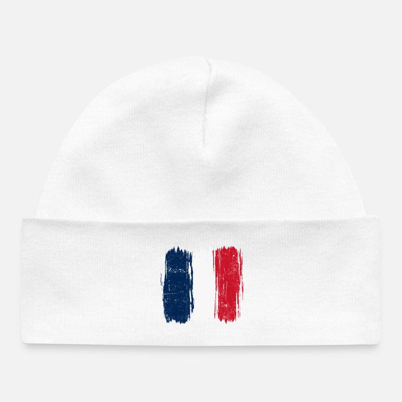 Coup de pinceau Drapeau français - Bonnet bébé bio - blanc