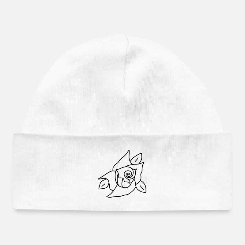 Fleur, Fleurs Noires, Fleur Noire, Fleur, Fleurs Roses - Bonnet bébé bio - blanc