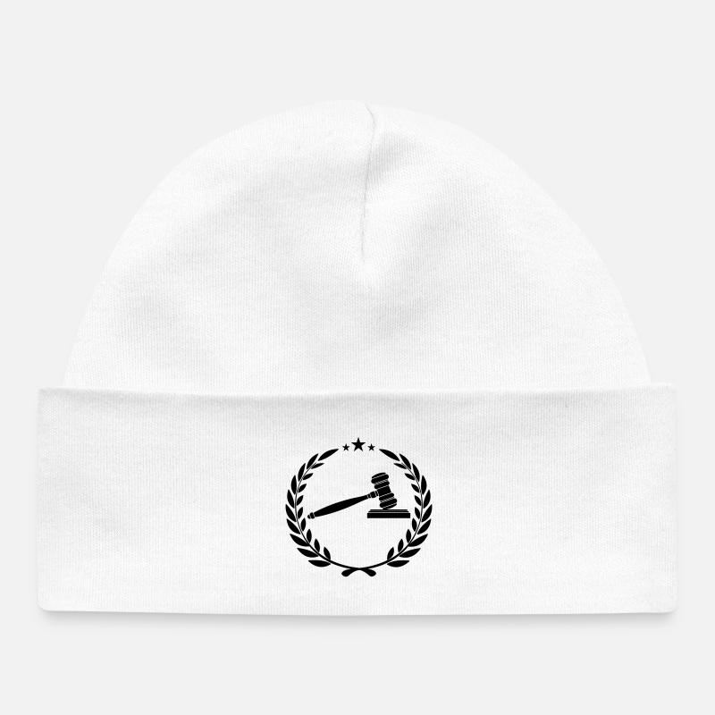 Marteau à vaisselle dans une couronne de laurier - Bonnet bébé bio - blanc