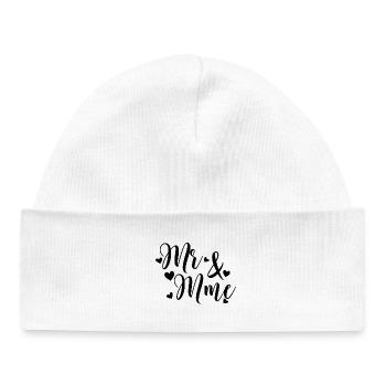 Mr And Mme à personnaliser avec Nom de famille - Bonnet bébé bio - blanc - Devant