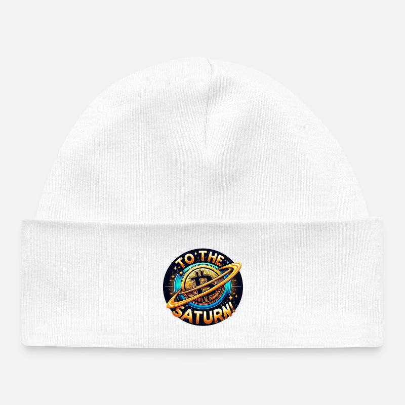 Crypto BTC à Saturne ! - Bonnet bébé bio - blanc