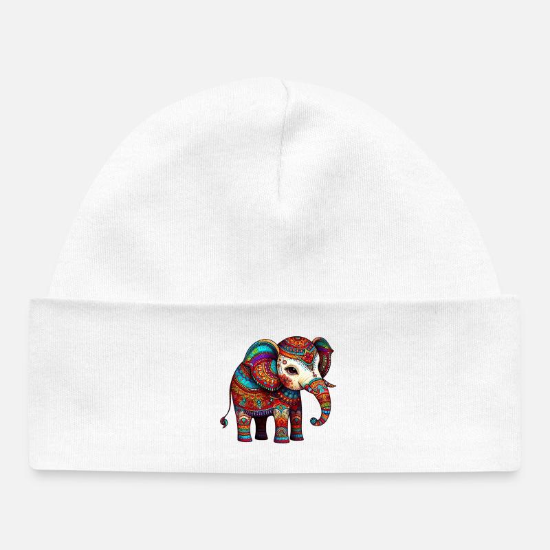 Éléphant - Bonnet bébé bio - blanc