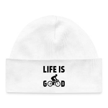 Cycling - Life is Good - Baby Organic Beanie - white - Front