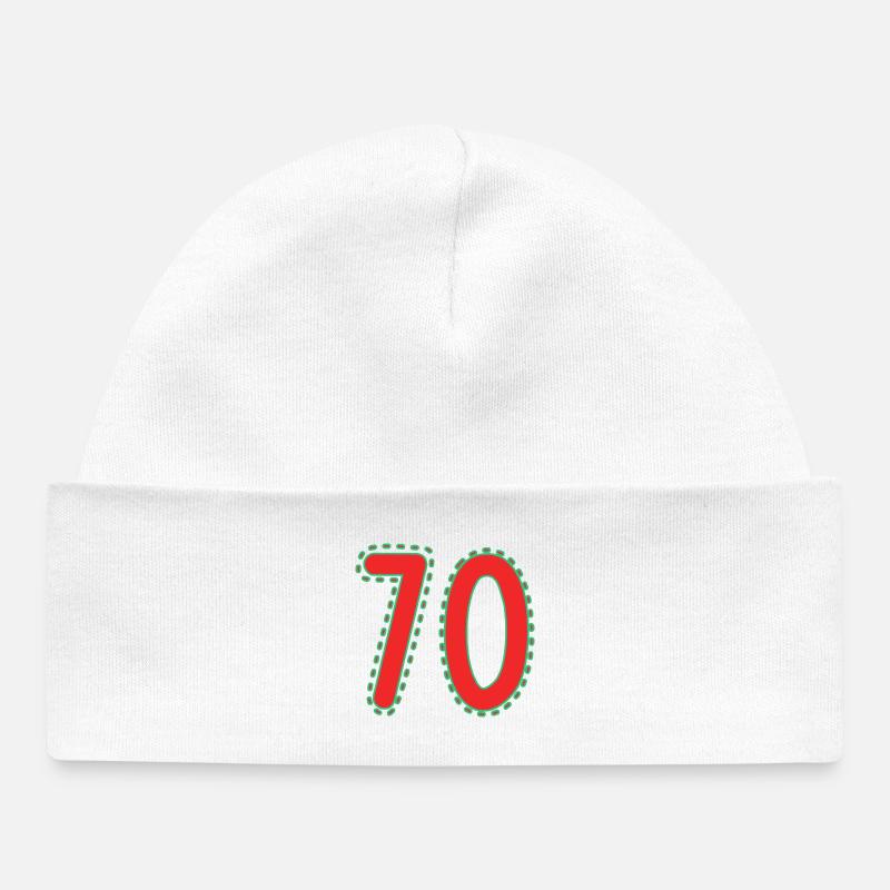 70. 70 ANS. 70e ANNIVERSAIRE. ANNIVERSAIRE 70 ANS. - Bonnet bébé bio - blanc