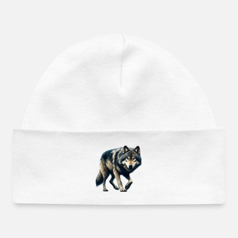 Wolf - Baby Organic Beanie - white