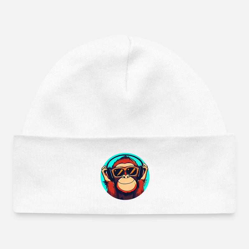 Singe - Bonnet bébé bio - blanc