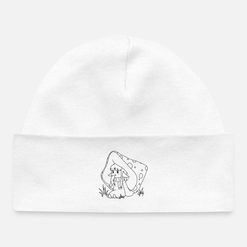 Fille champignon - Bonnet bébé bio - blanc