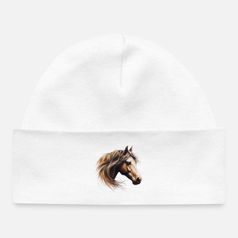 Cheval - Bonnet bébé bio - blanc