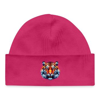 Tigre polygonal - Bonnet bébé bio - blanc - Devant