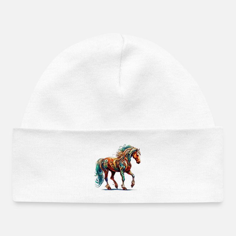 Cheval - Bonnet bébé bio - blanc