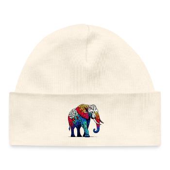 Elephant - Baby Organic Beanie - white - Front